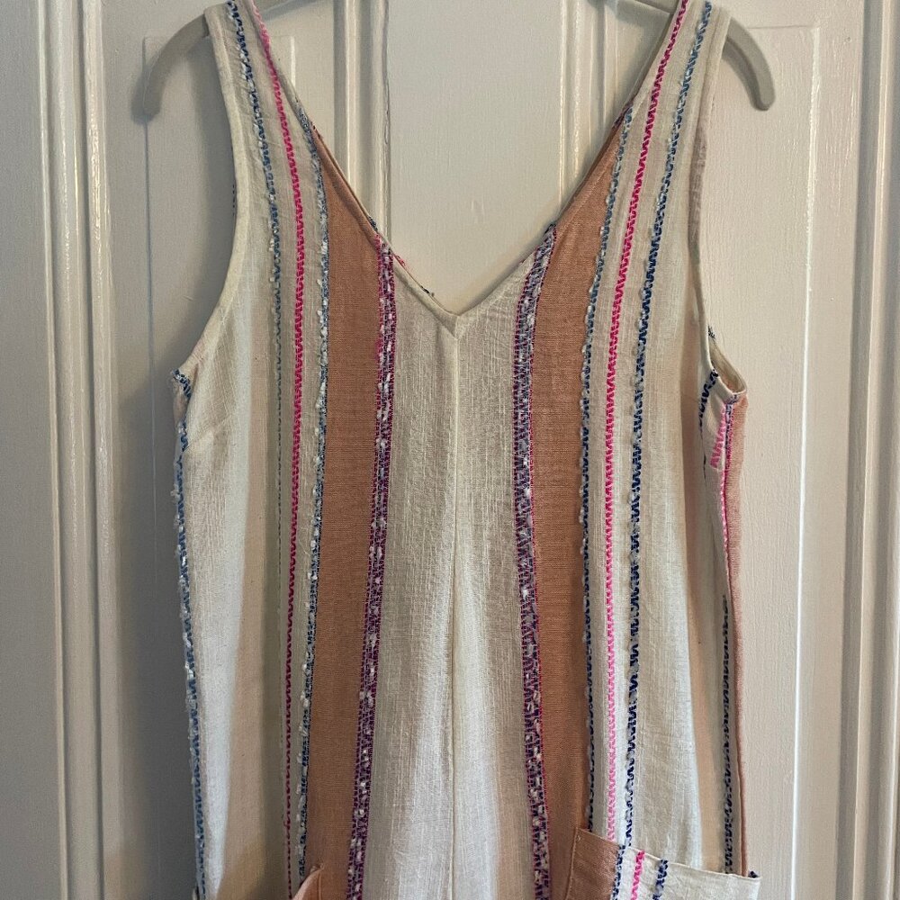 Boho Linen Jumpsuit Playsuit--Pink Chicken